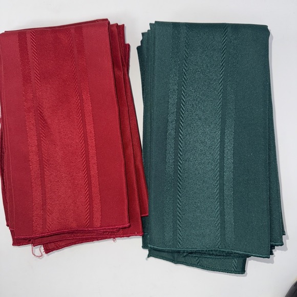 Christmas Holiday Woven Linen Napkin Napkins 6 Green 6 Red 8 Napkin Rings 17 In - Picture 3 of 9
